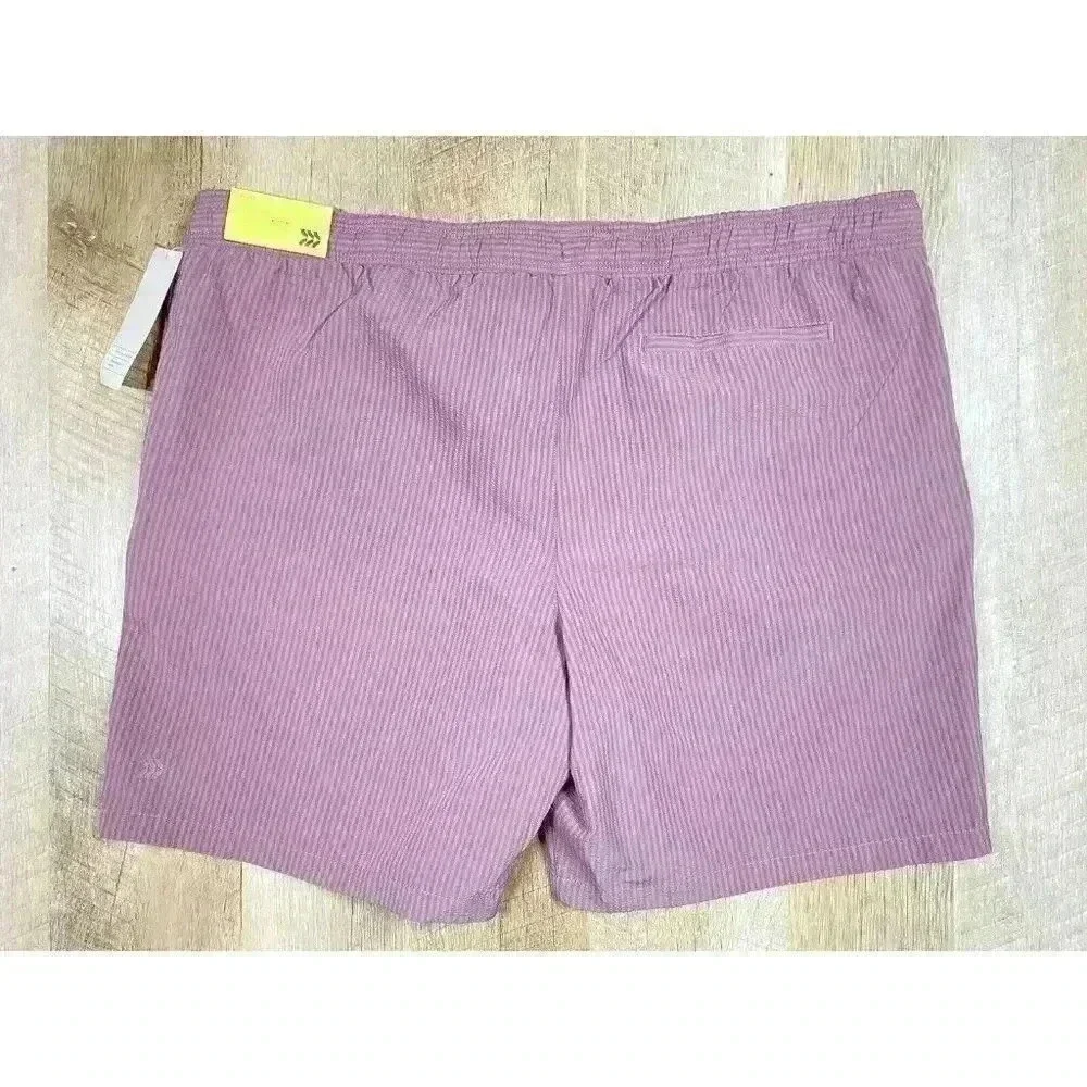 All in Motion Seersucker Shorts Men's Sz 38 Purple Zip Pockets Moisture Wick NEW